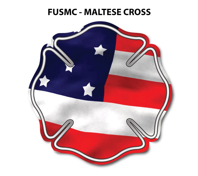 American flag Maltese cross sticker.